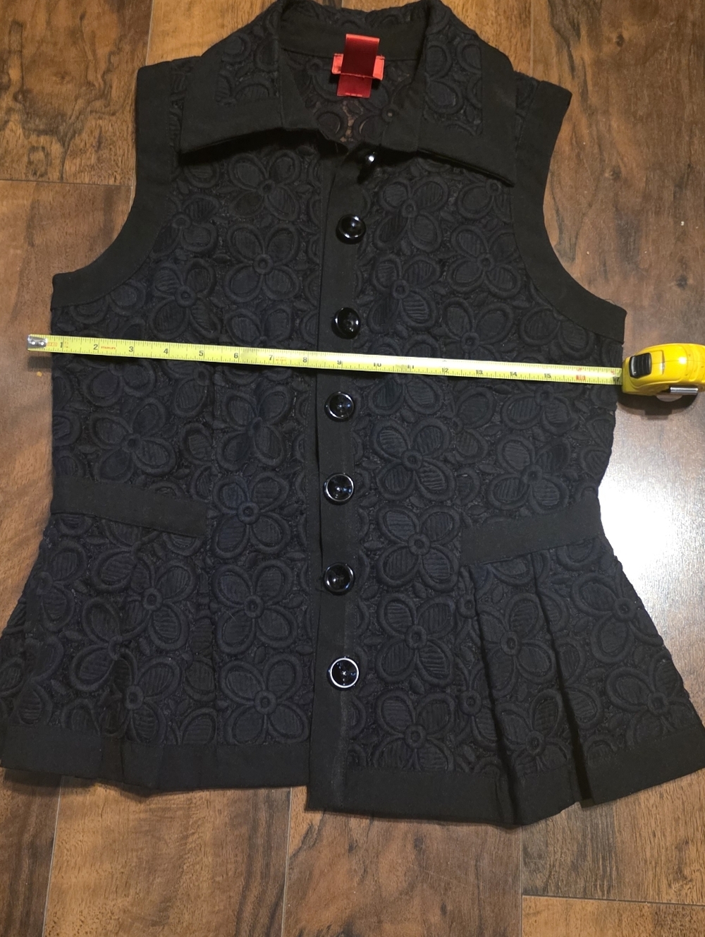 Cristina V Black Sleeveless Peplum Floral Lace Blouse Women’s Size - Picture 5 of 5